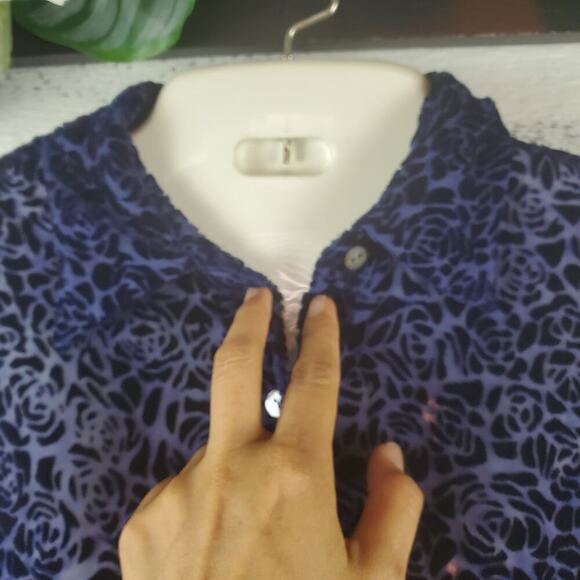 Vintage Merona Small Silk Blend Burnout Velvet Blouse Whimsigoth Dark Academia - Picture 4 of 10